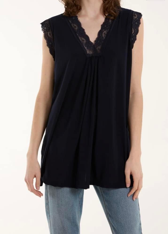 Thumbnail: Lace Trim Sleeveless Top