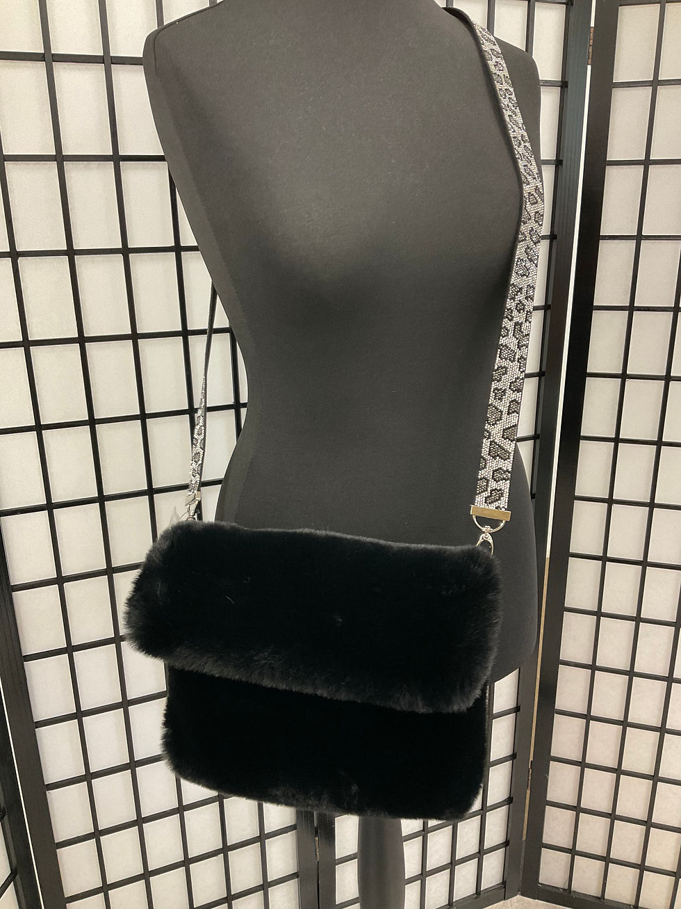 Thumbnail: Faux Fur Flap Front Bag with TwoBling Straps