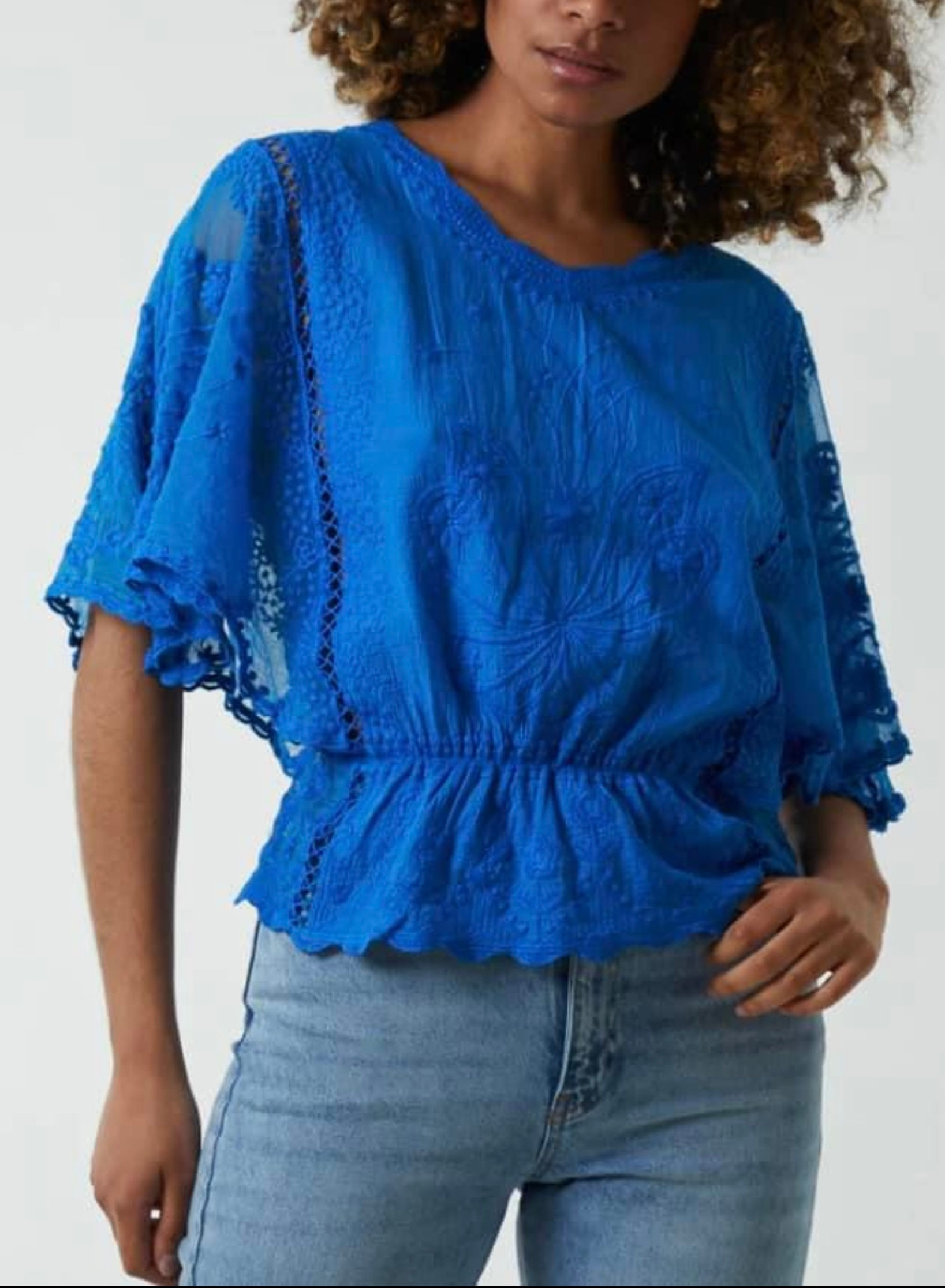 Floral Lace Butterfly Sleeve Blouse