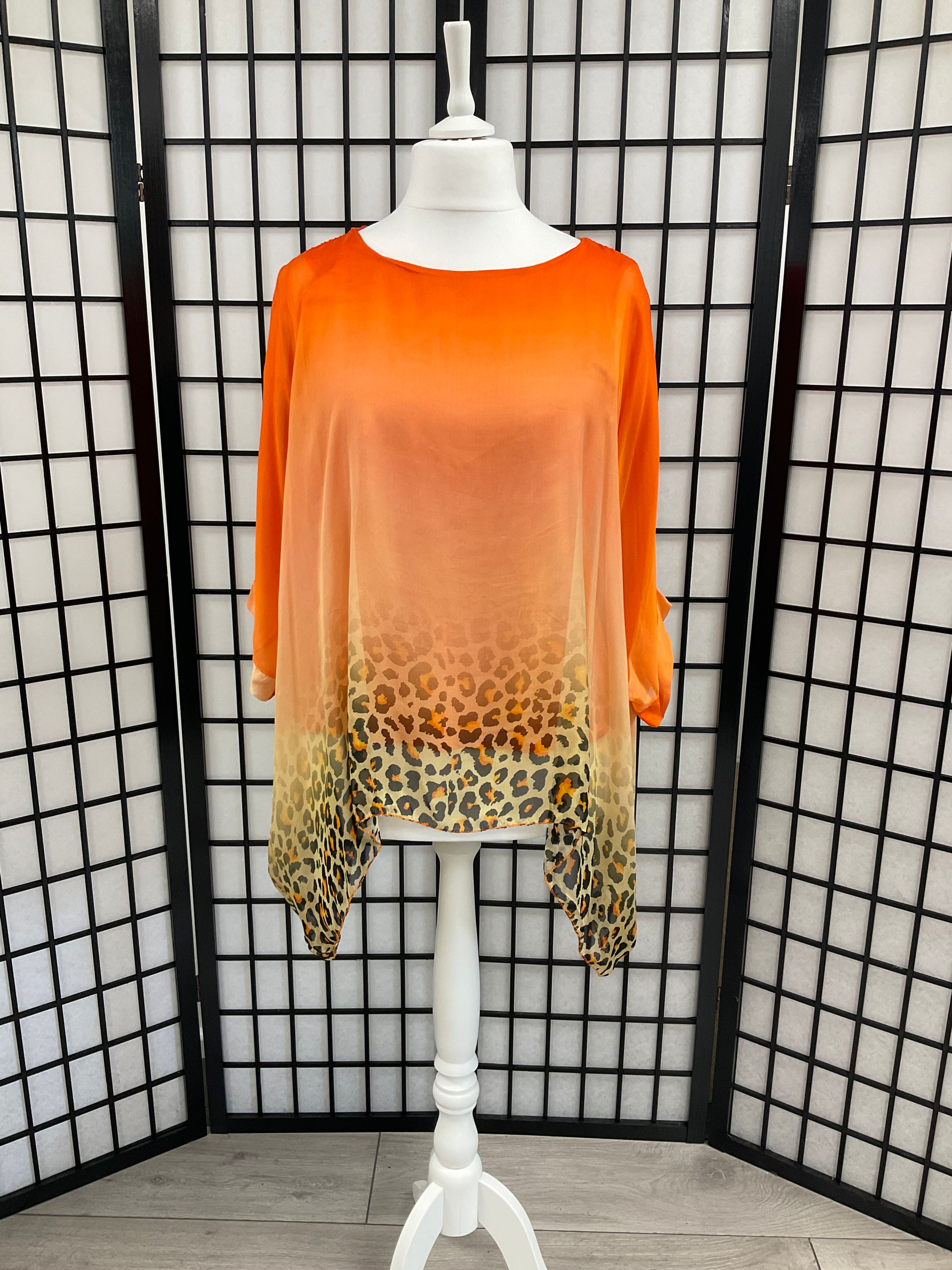 Leopard Print Chiffon Top