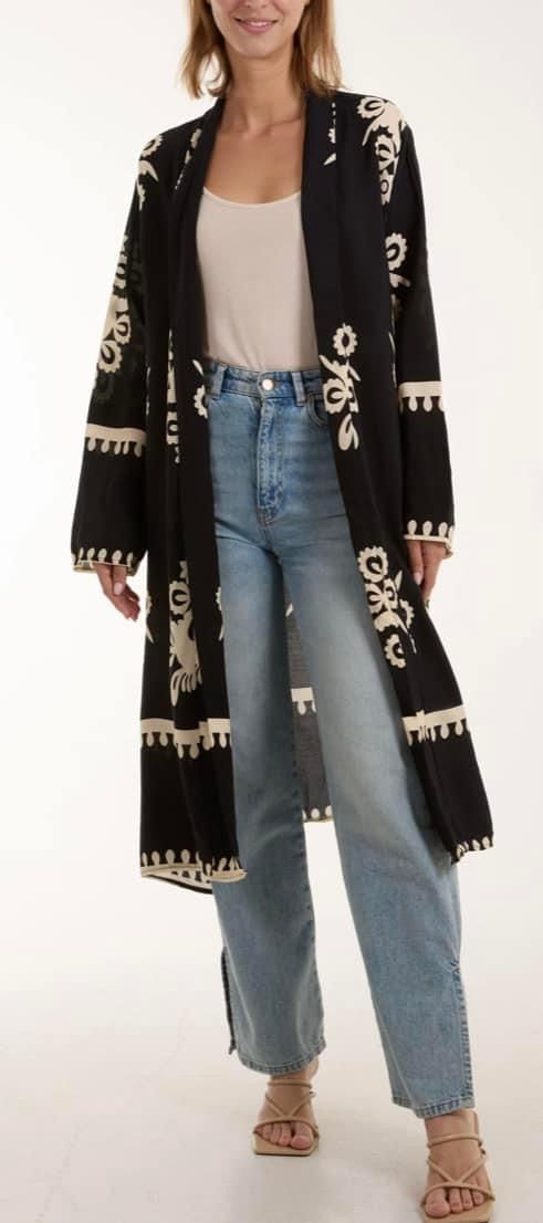 Printed Pocket Long Kimono
