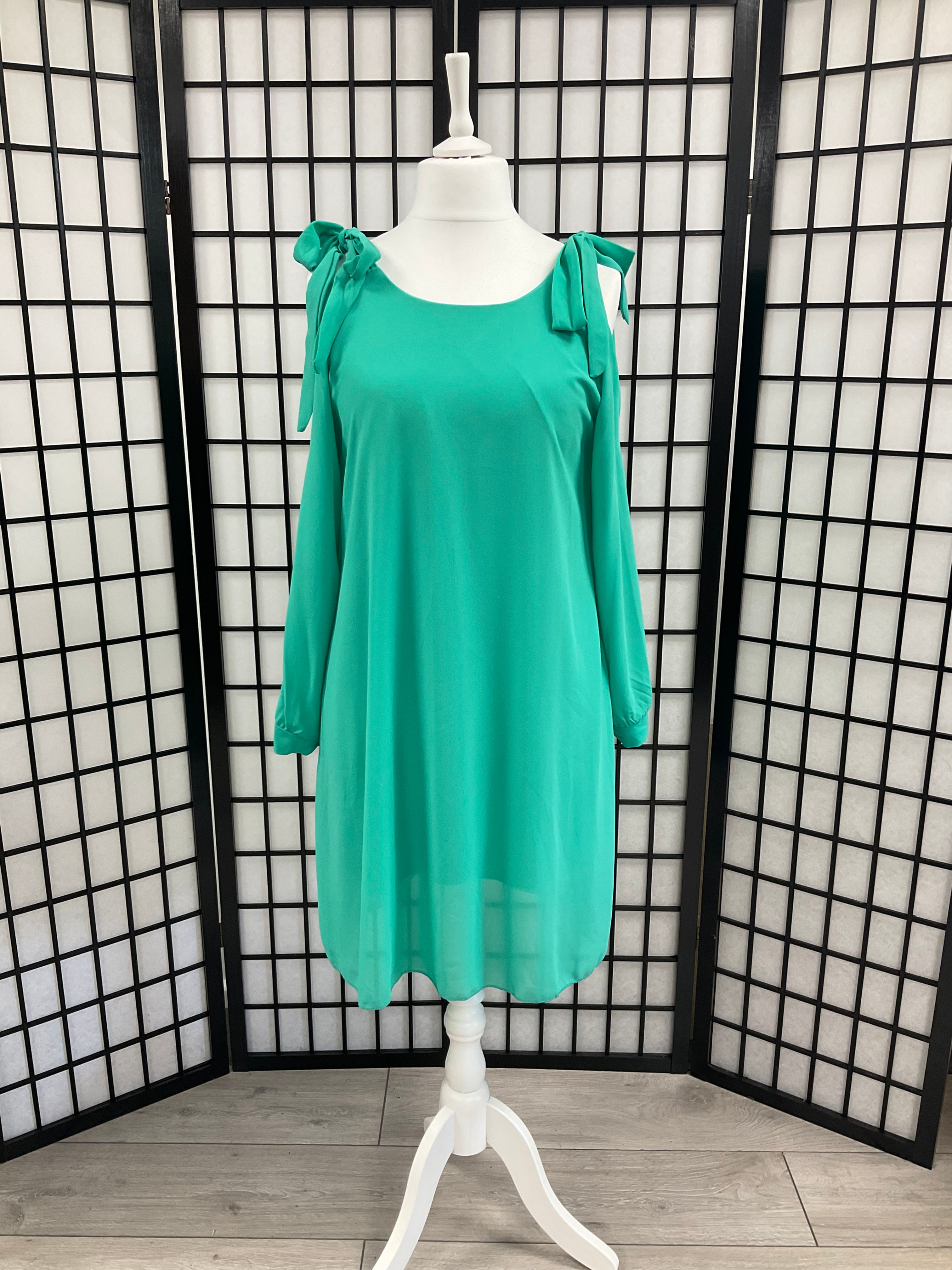 Tie Shoulder Chiffon Dress