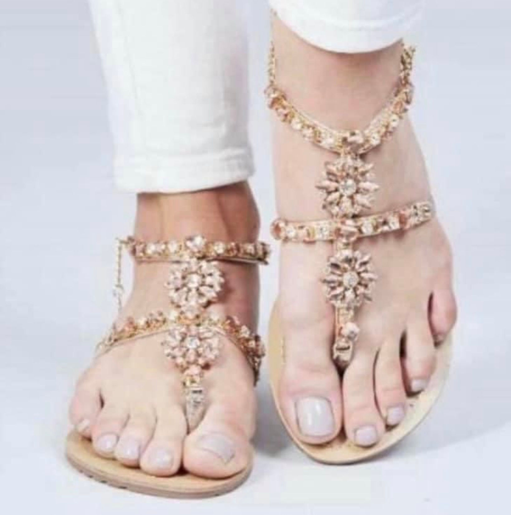 Rose Gold Sandal with Chain Detail