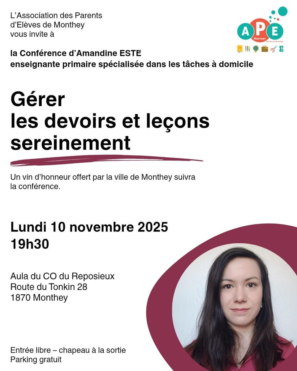 Gérer les devoirs et les leçons sereinement - Monthey