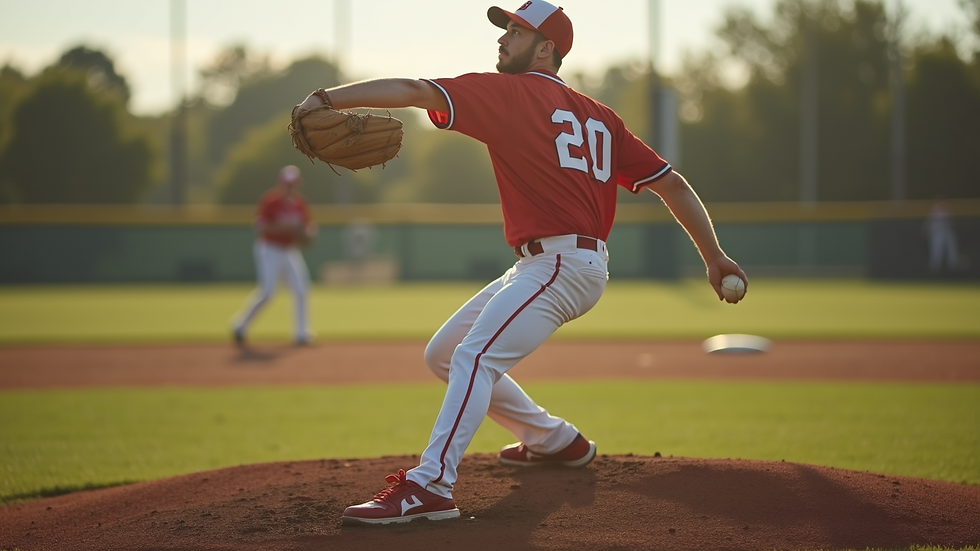 Close-up view of baseball pitching machine in action
