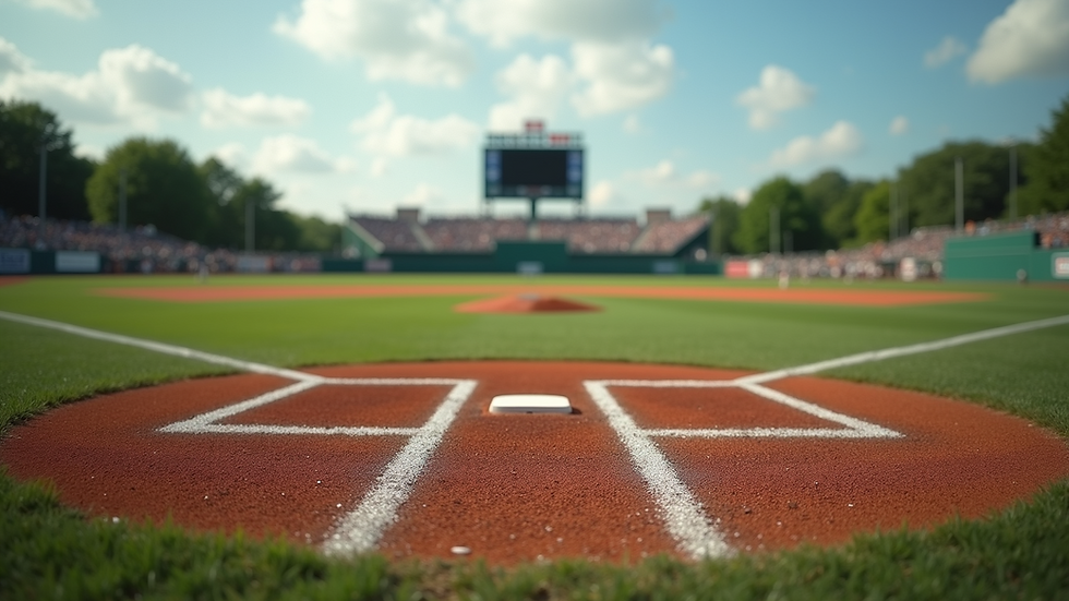 Eye-level view of a baseball field with a pitching mound and bases