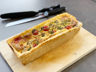Cake with fresh herbs and cheese