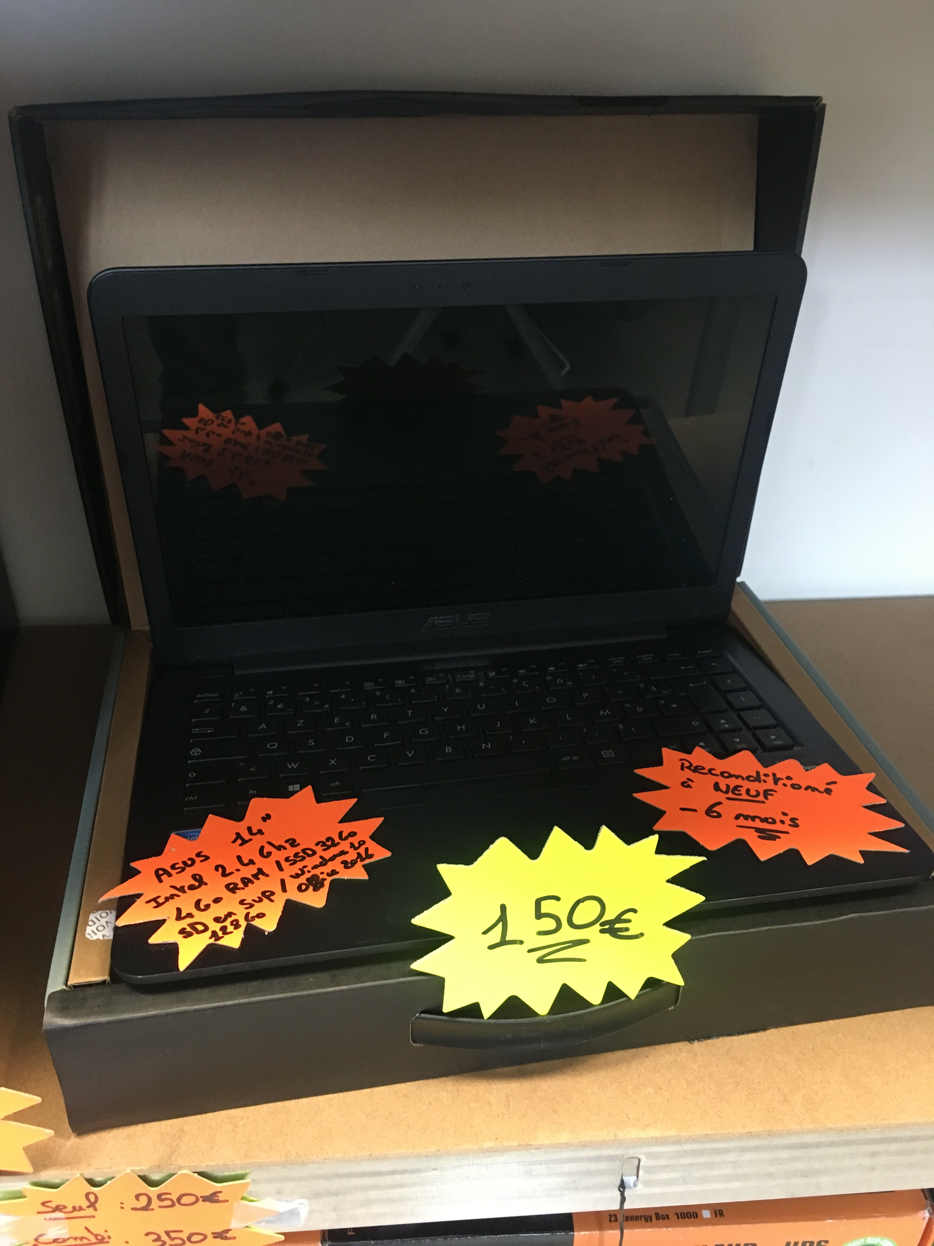 PC Portable 14" Reconditionné, 2.4Ghz, 4Go RAM SSD 32Go et SD 128Go