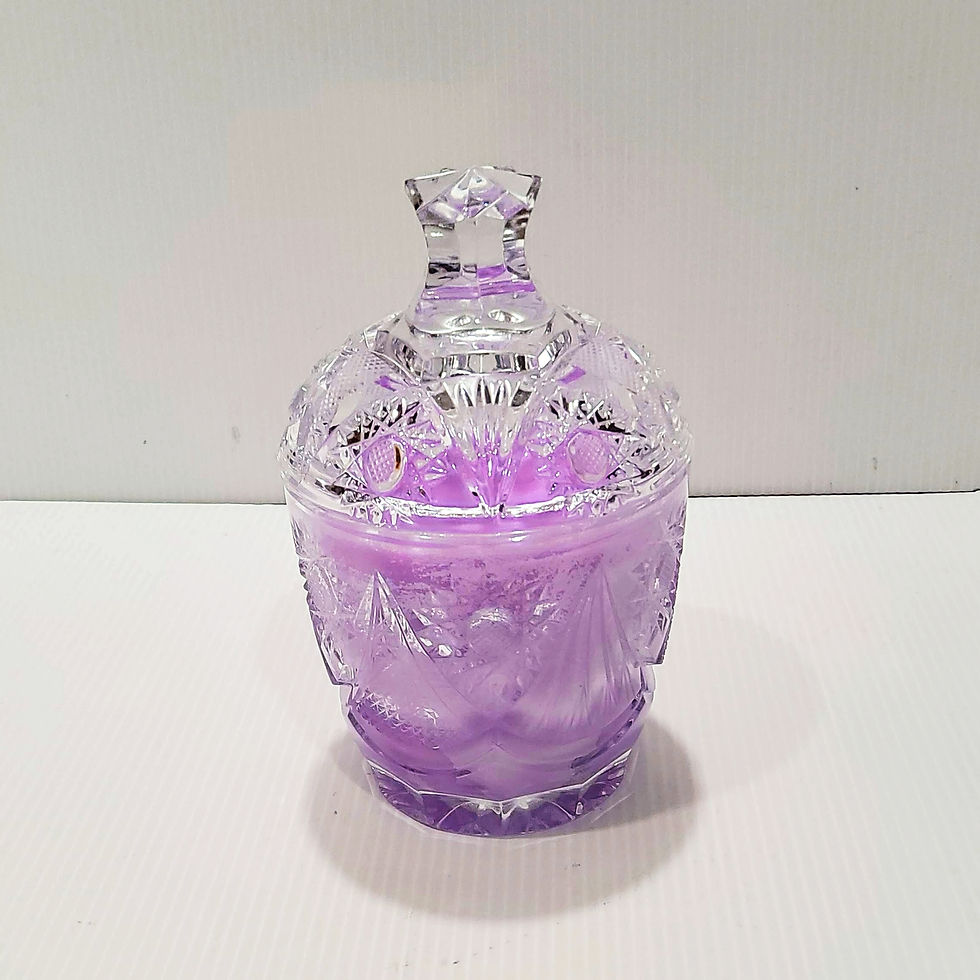 Vintage Glass - Lidded Small Bowl - Soy Candle - Violet