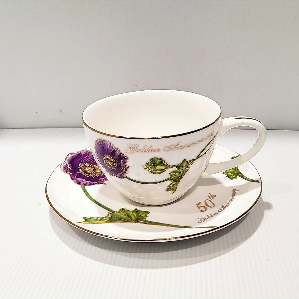Teacup Candle - Golden - 50th Anniversary - Purple - Soy Candle - Custom Made For You