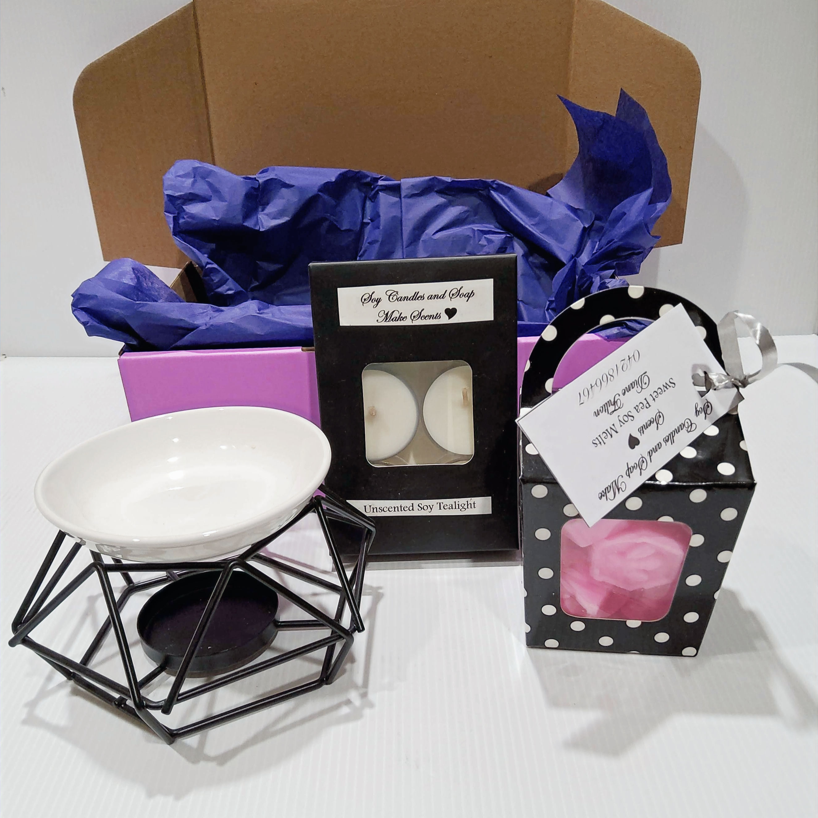 Oil Burner - Melt Warmer - Black/White - Pink Gift Box
