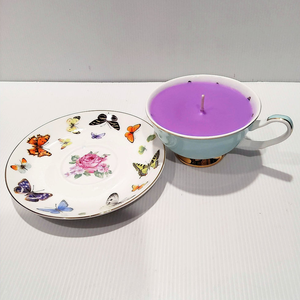 Teacup Candle - Candle in a Teacup - Butterflies - Soy Candle - Wisteria