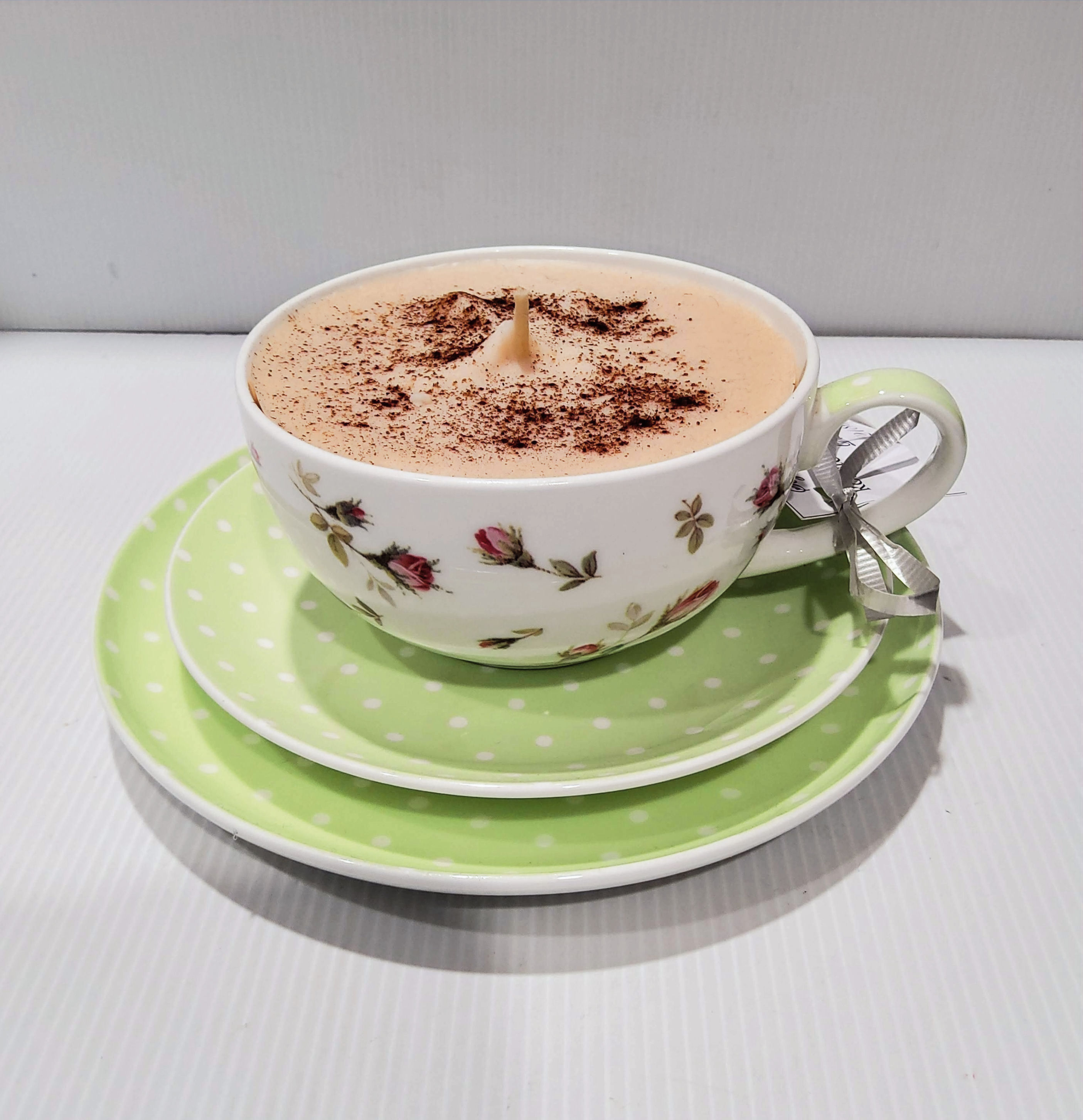 Teacup Candle - Candle in a Teacup - Flat White - Soy Candle - Roasted Coffee