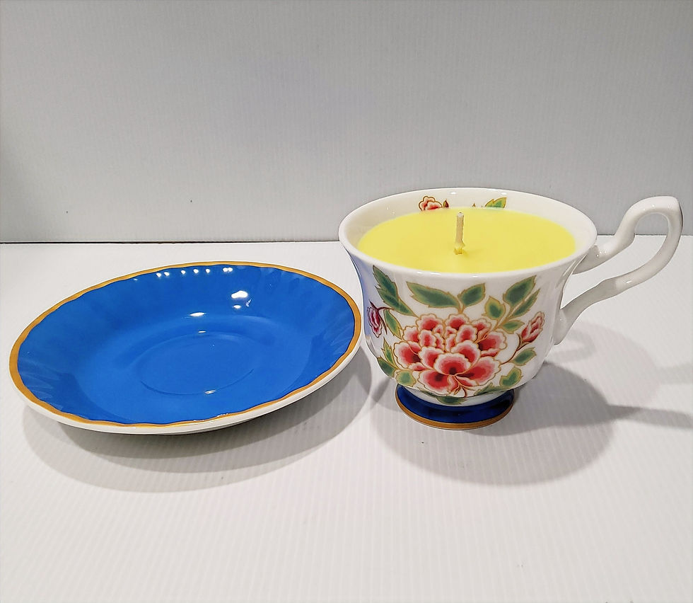 Teacup Candle - Soy Candle - Elderberry & Hibiscus