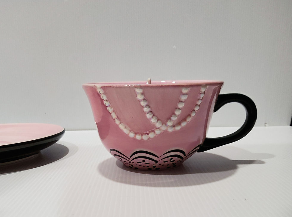 Teacup Candle - Soy Candle - Rose Petals & Lotus