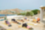A group yoga class at Yuj Healing retreat in Mykonos
