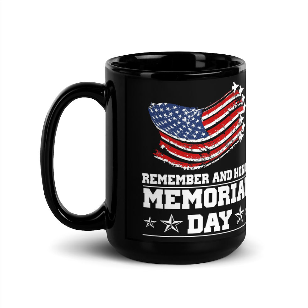 Thumbnail: Remember And Honor Memorial Day Black Glossy Mug