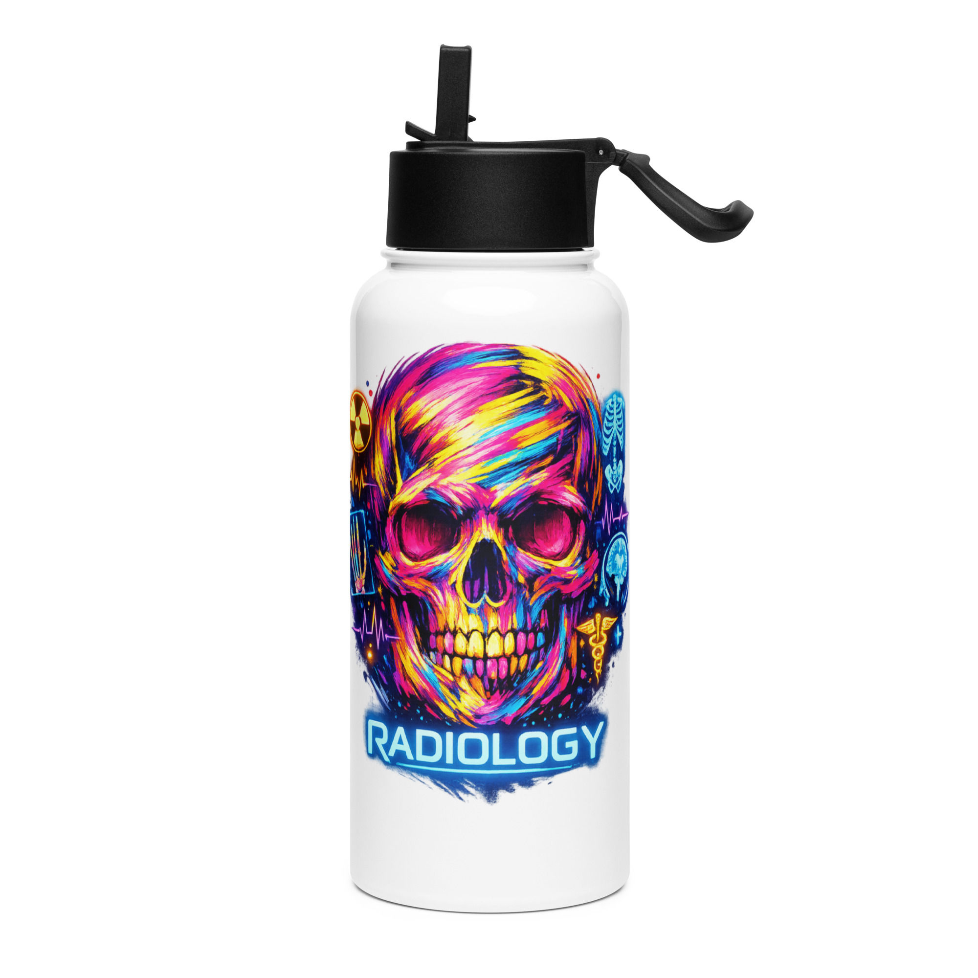 RADIOLOGY Stainless steel water bottle with a straw lid