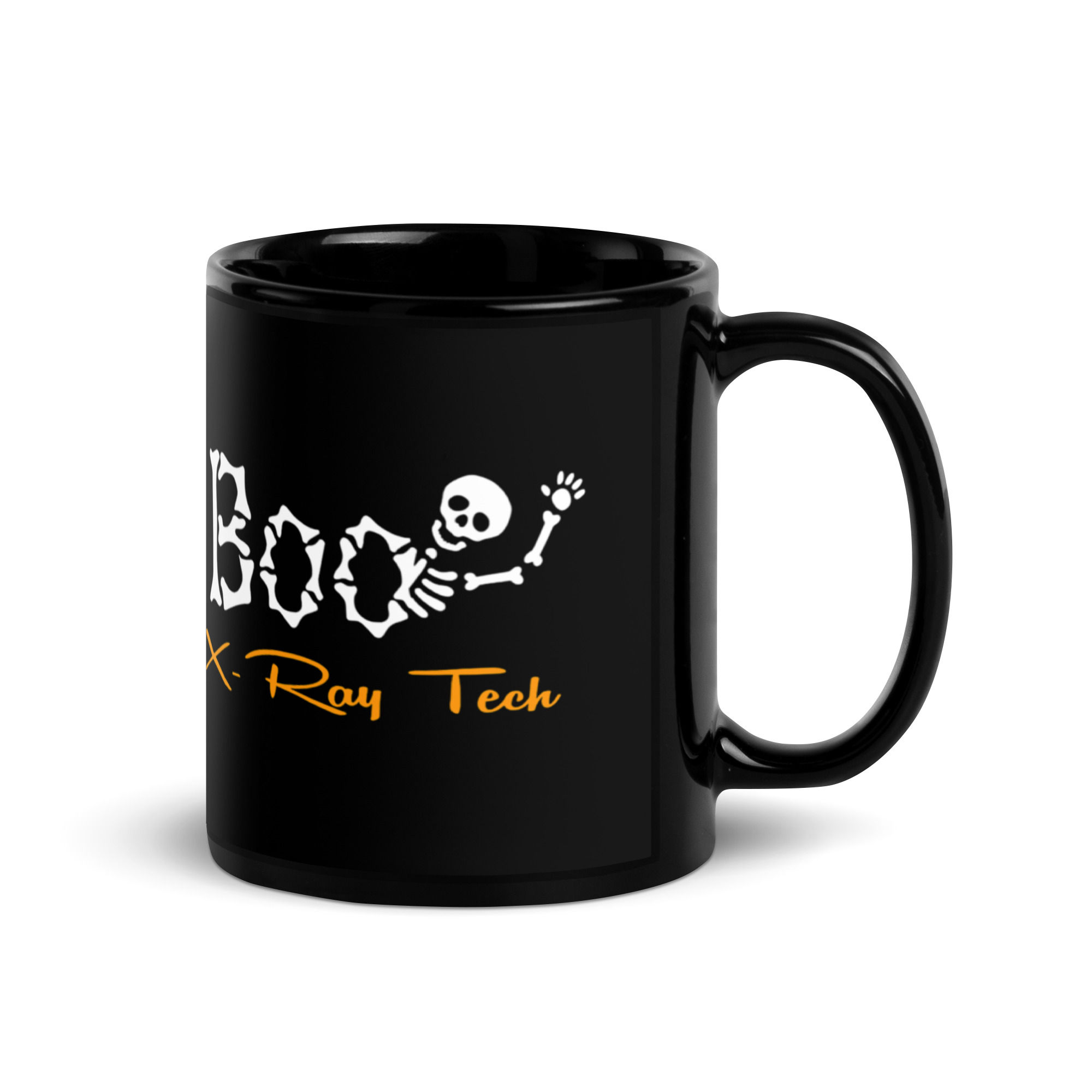Boo Skeleton X-Ray Black Glossy Mug