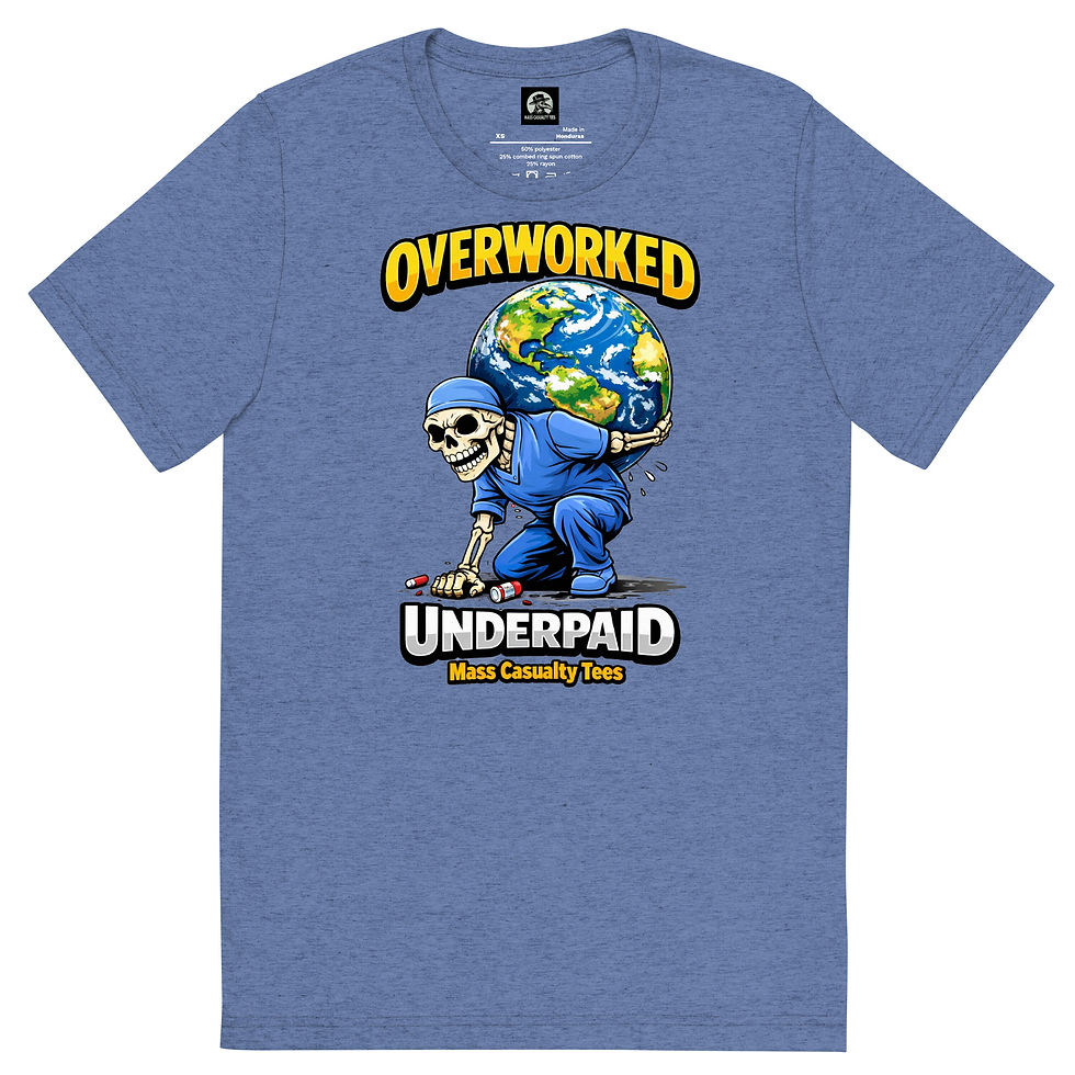 Thumbnail: OVERWORKED UNDERPAID Scrubs Short sleeve t-shirt