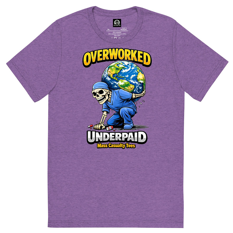 Thumbnail: OVERWORKED UNDERPAID Scrubs Short sleeve t-shirt