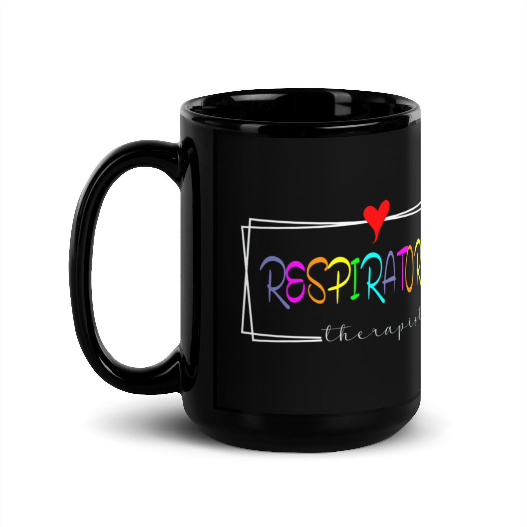 Respiratory Therapist Black Glossy Mug 15 oz