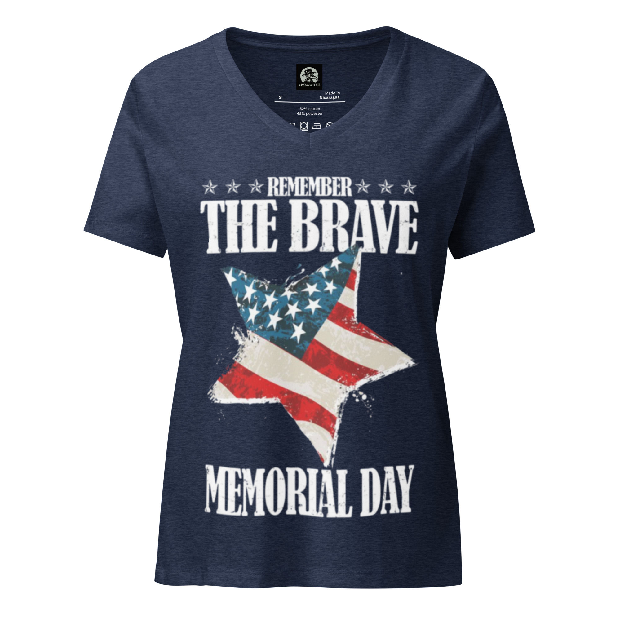 Memorial Day Remember The Brave American Star Women’s relaxed v-neck t-shirt