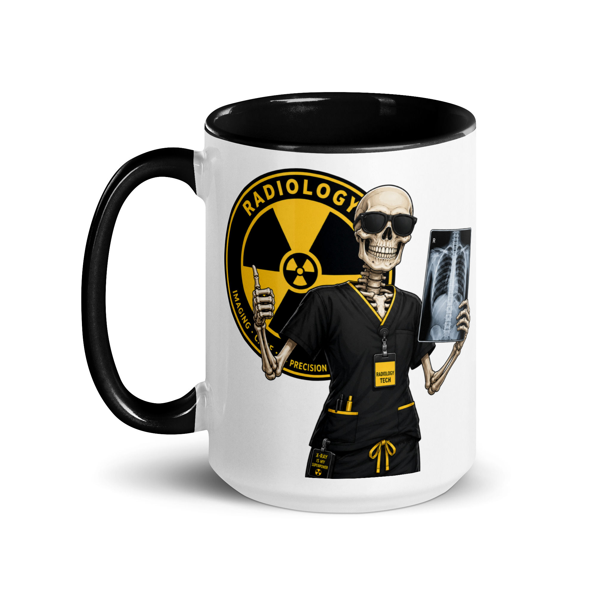 Radioactive skeleton radiology tech Mug with Color Inside