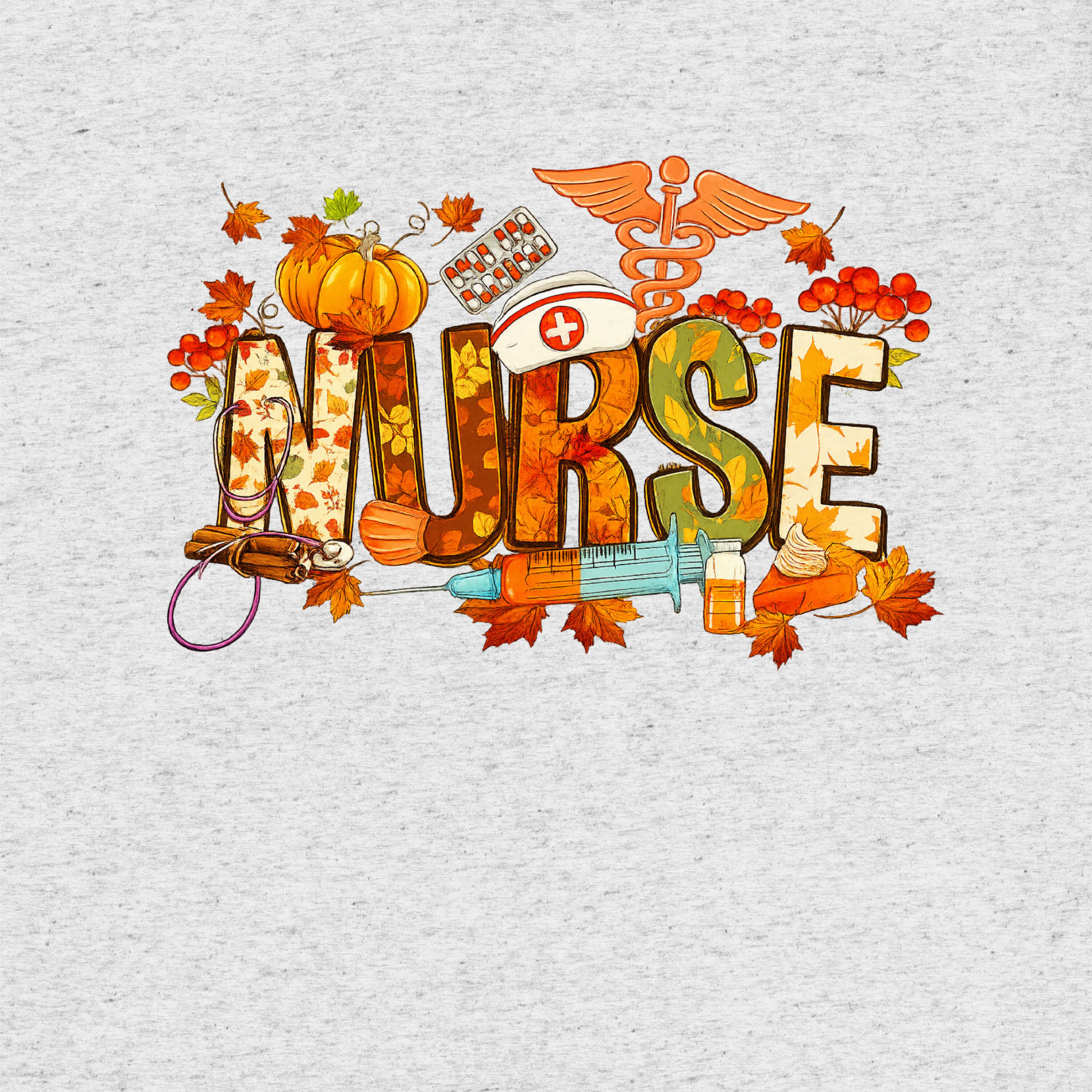 Fall Nurse Letters Short sleeve t-shirt