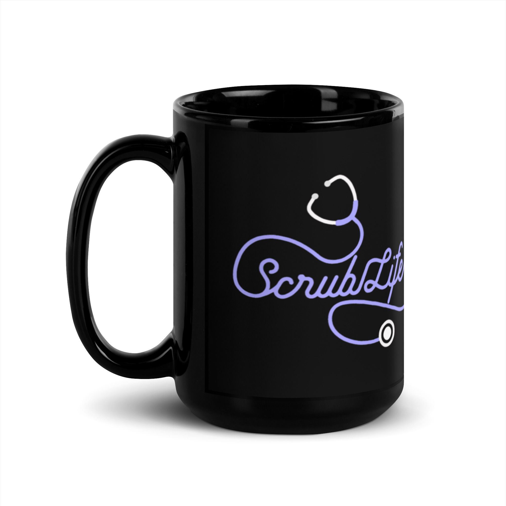 Scrub Life Stethoscope Black Glossy Mug 15 oz