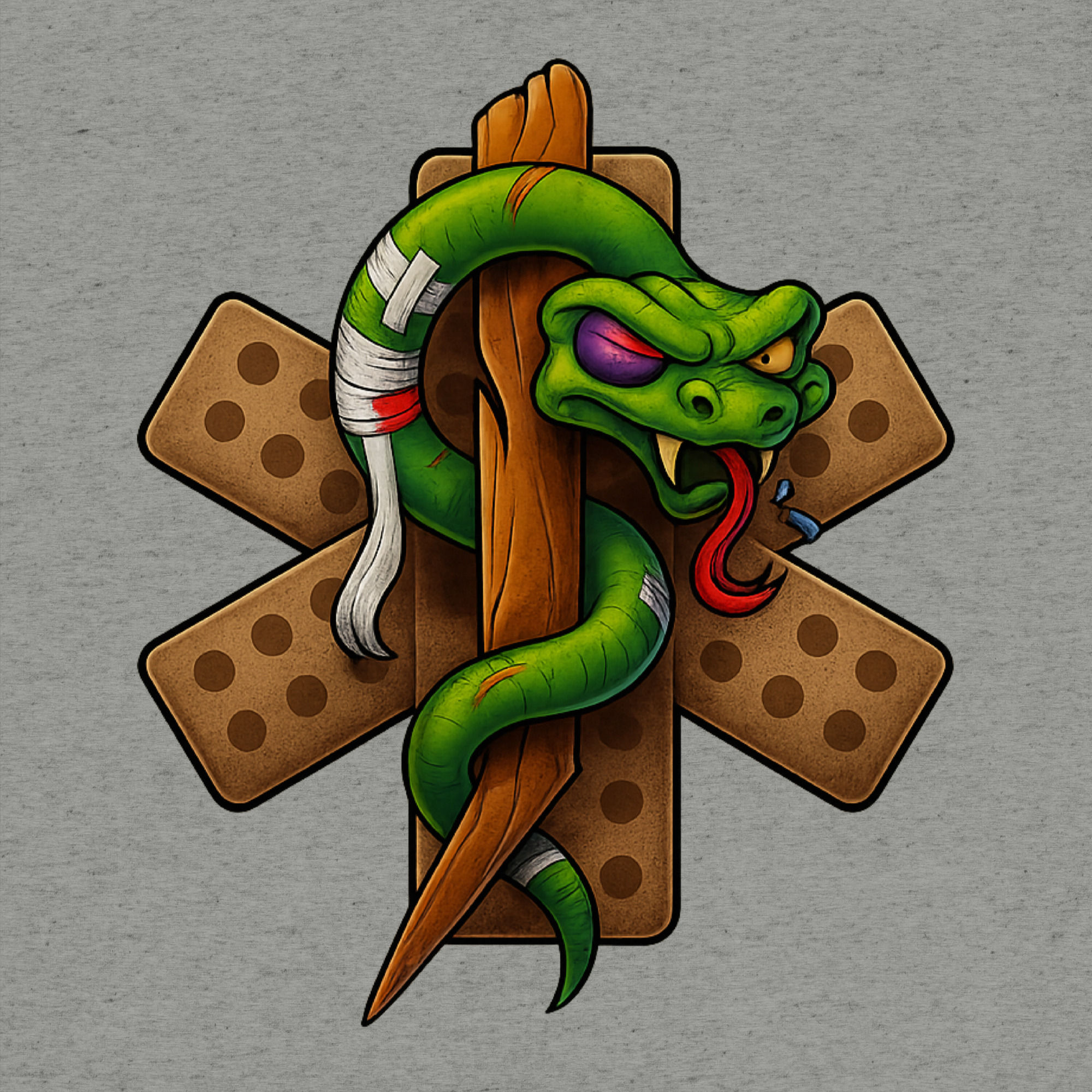 Grumpy, beat-up green snake Short sleeve t-shirt