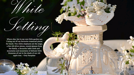 Styling a white table setting under a blossom tree in the Southern Highlands of NSW