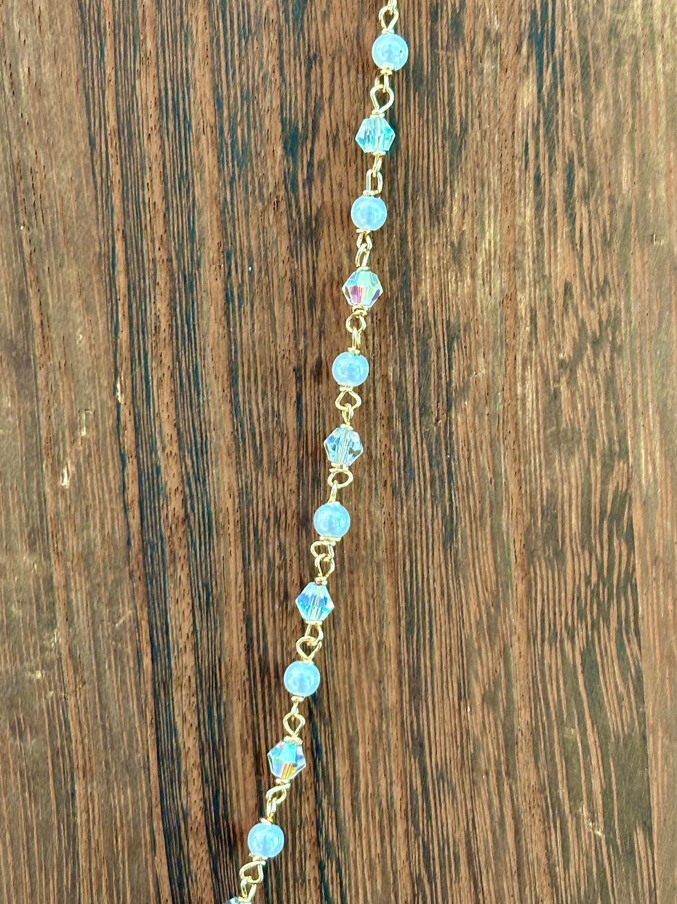 Thumbnail: Wire Wrapped Pearl & Crystal Necklace