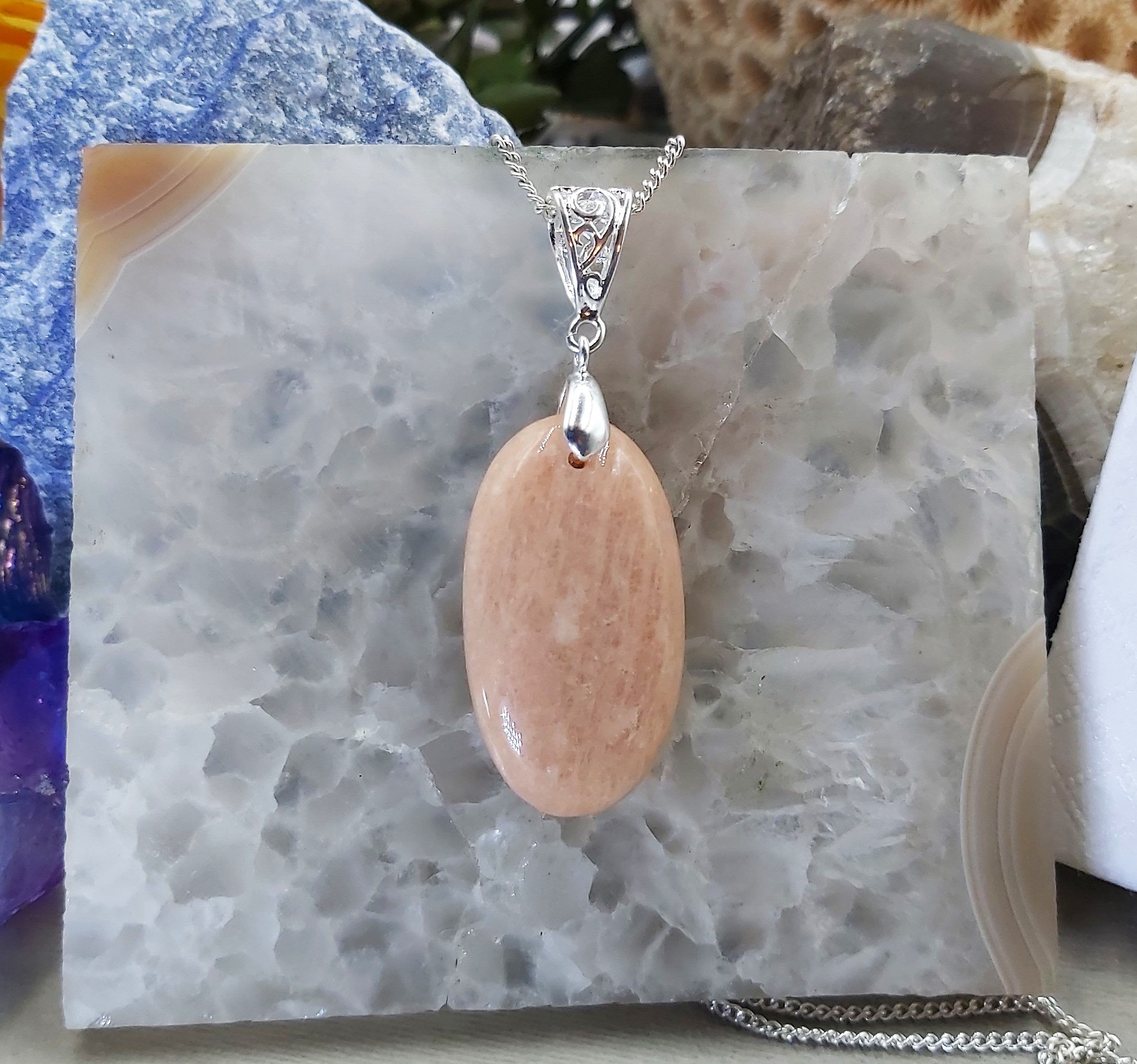 Splendide pendentif Amazonite Rose-Saumon