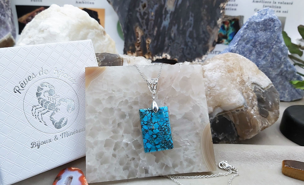 Miniature : Très beau pendentif Magnésite (teintée turquoise)