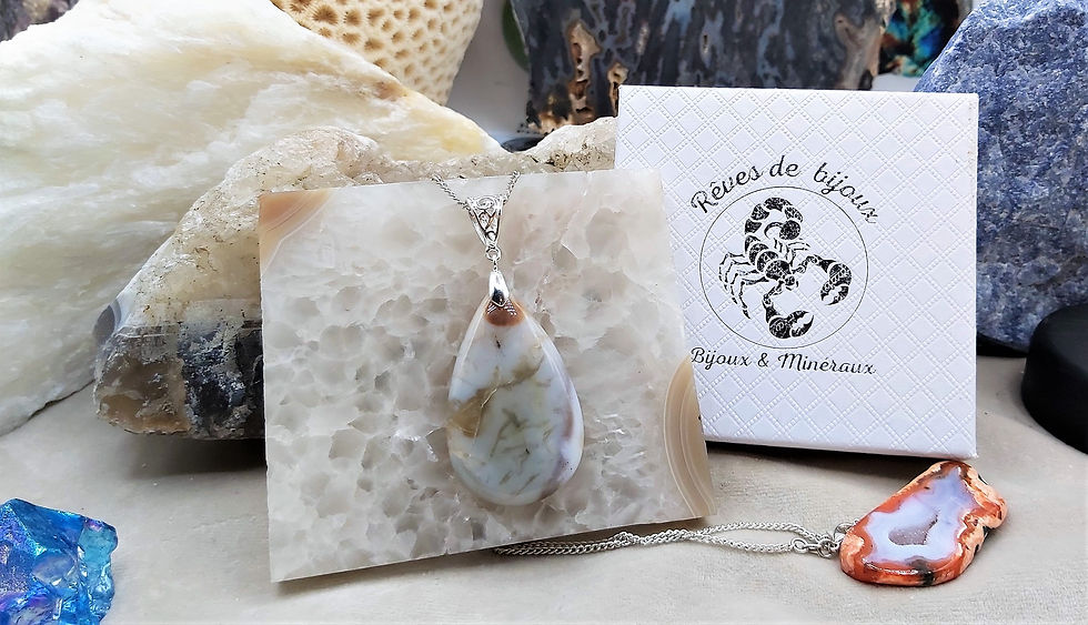 Miniature : Superbe pendentif Jaspe et Calcédoine