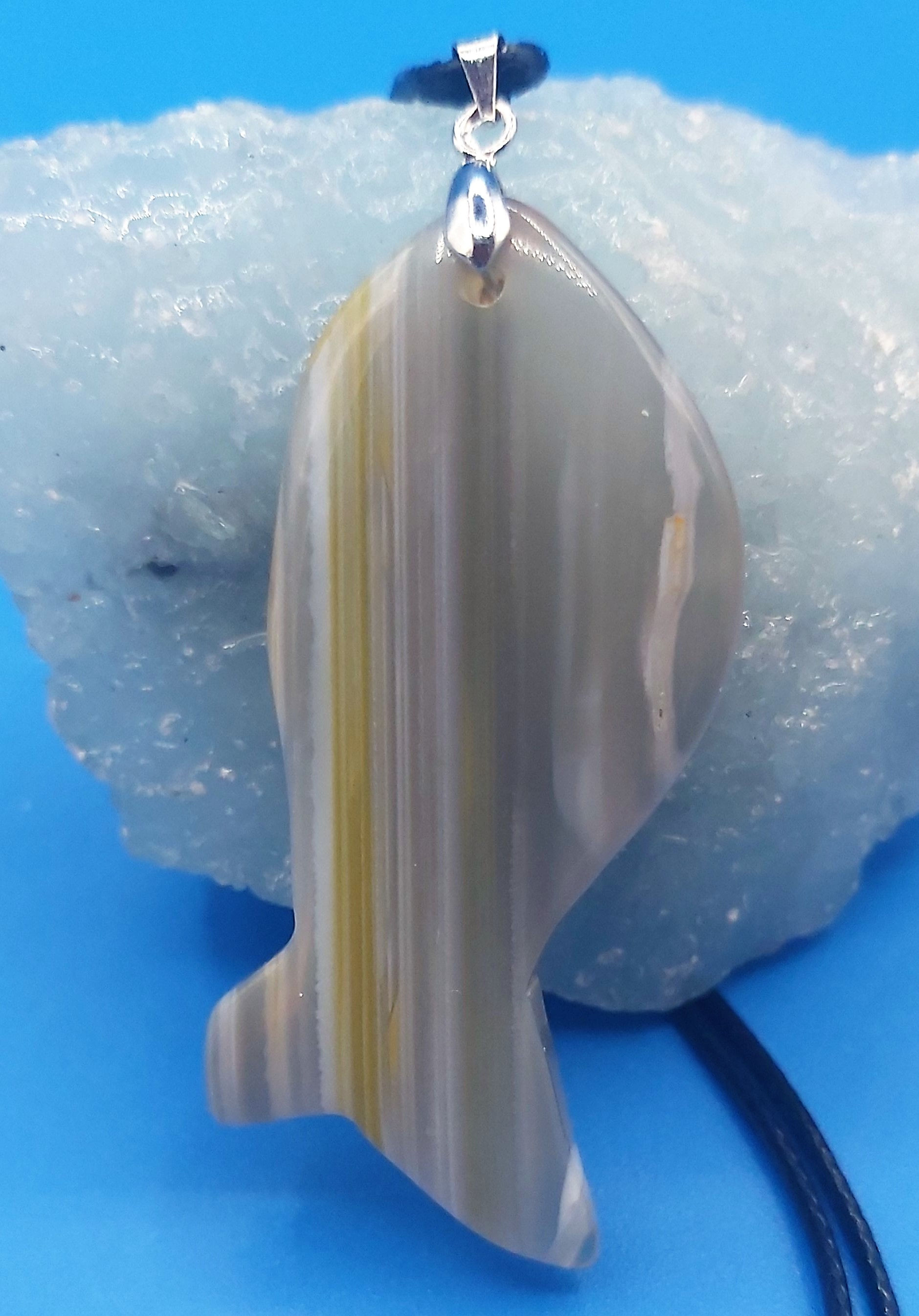 Collier avec pendentif Agate Poisson