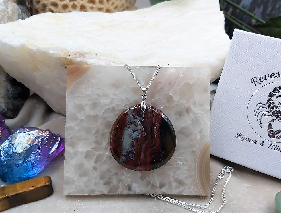 Miniature : Fantastique pendentif Agate Crazy-Lace