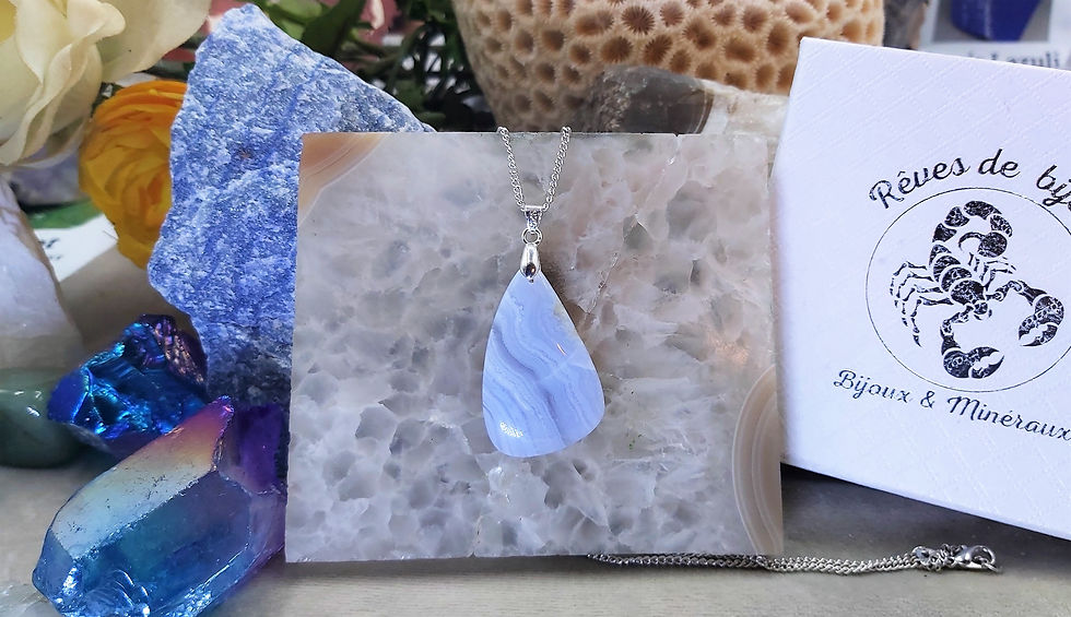 Miniature : Splendide Calcédoine bleue (Agate Blue-Lace)