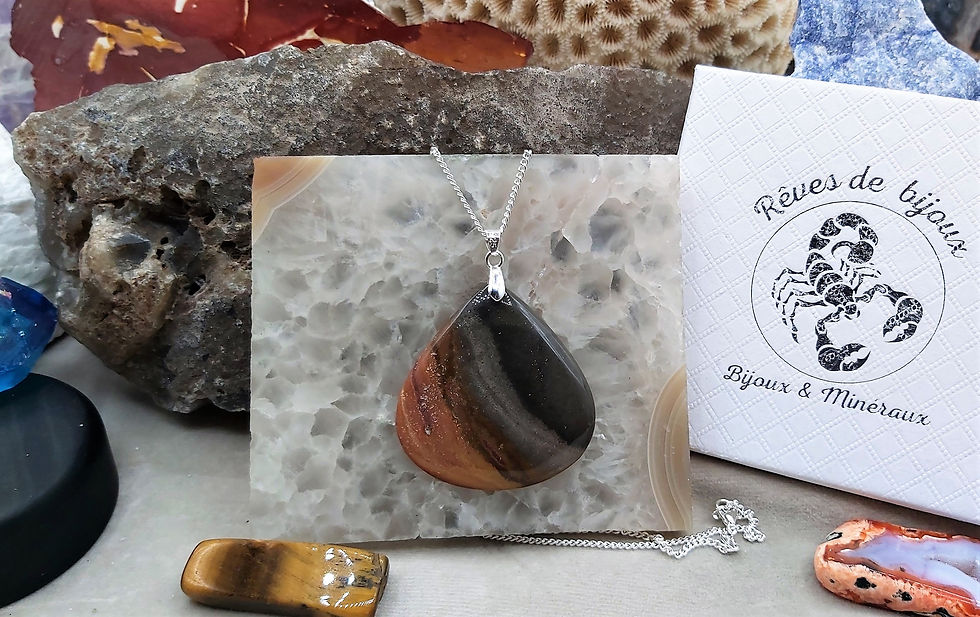 Miniature : Magnifique pendentif Jaspe Mokaïte