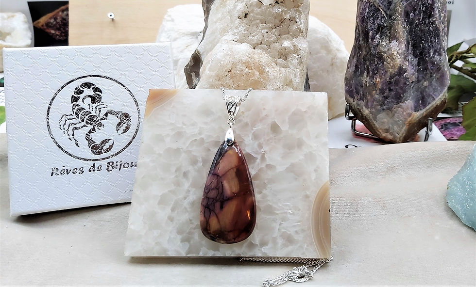 Miniature : Magnifique pendentif de Jaspe Butterfly