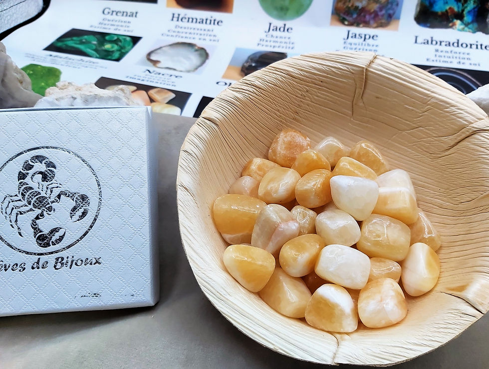 Miniature : Pierres roulées de Jade Topaze jaune/blanc