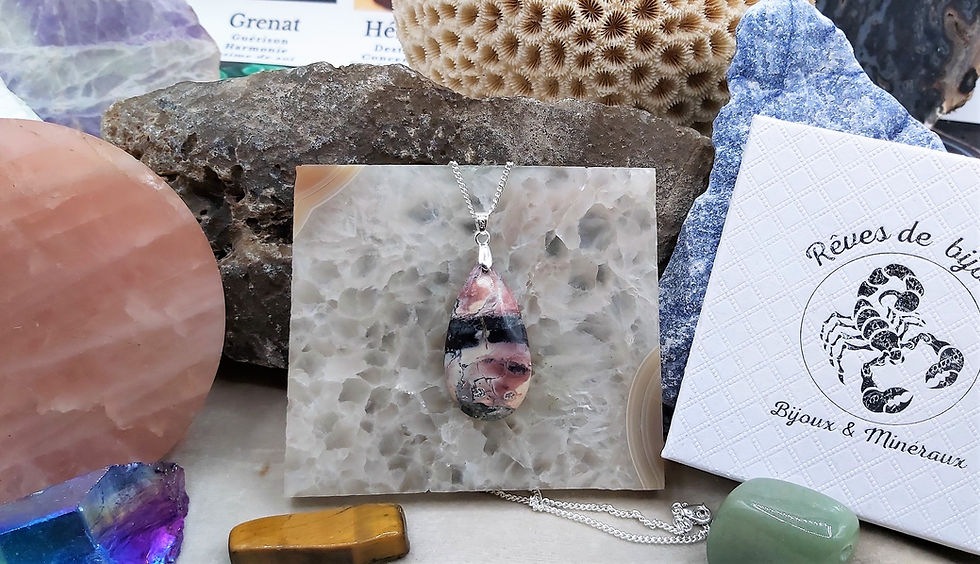 Miniature : Très beau pendentif Jaspe "Porcelanite" (ou Porcelaine)