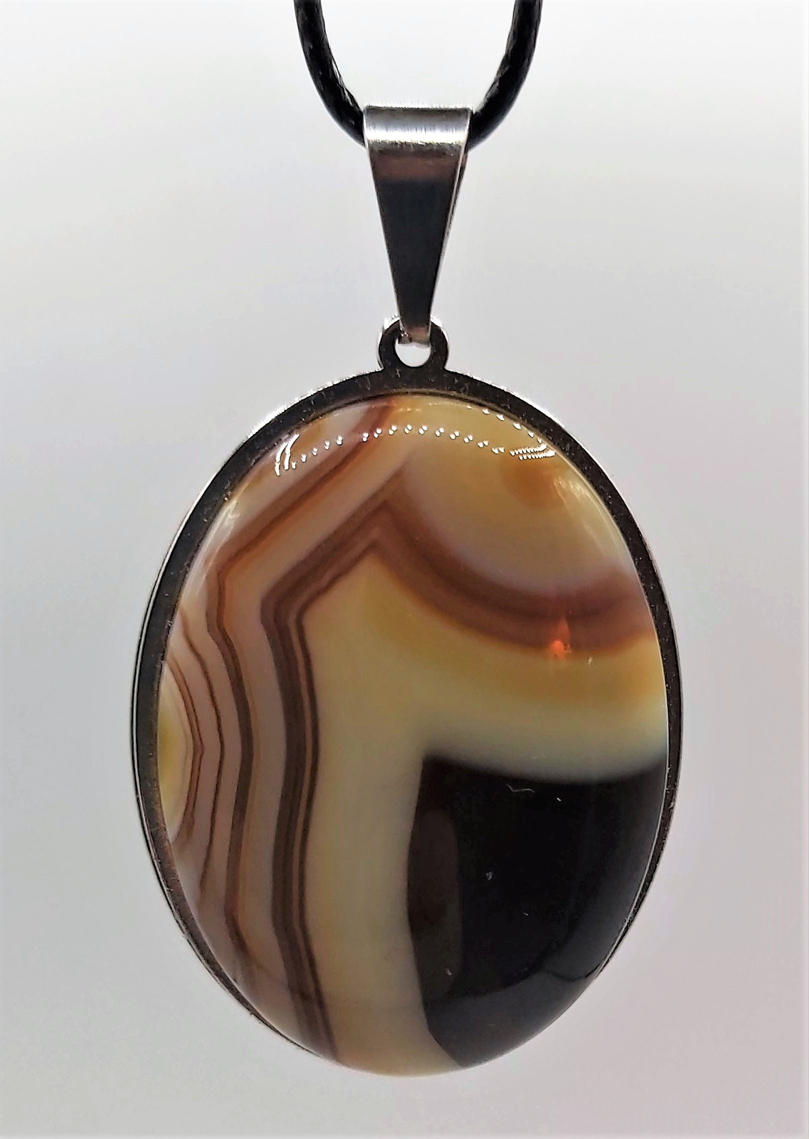Collier avec Gros pendentif Agate Lace