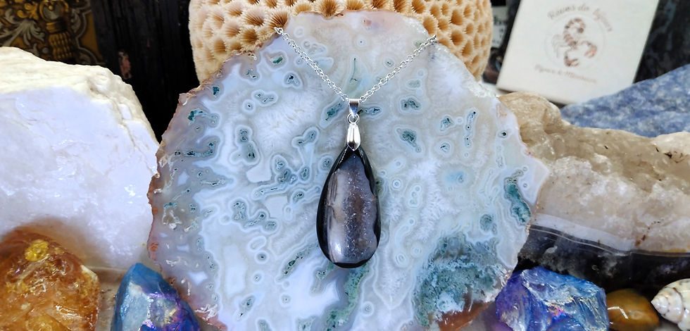 Miniature : Agate noire "Druzy"