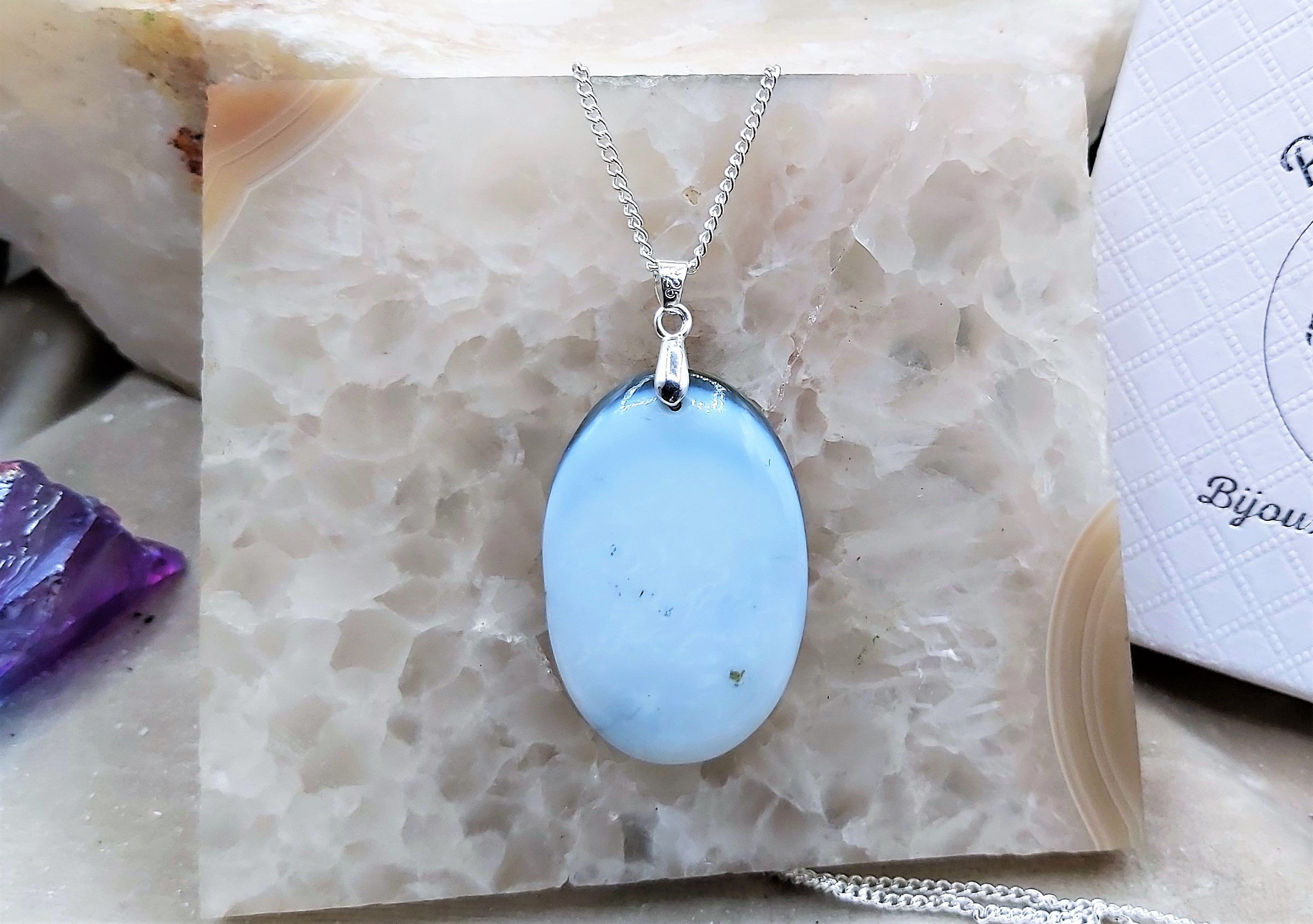 Beau pendentif Opale bleue Owyhee
