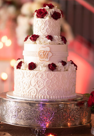 close-up of wedding cake