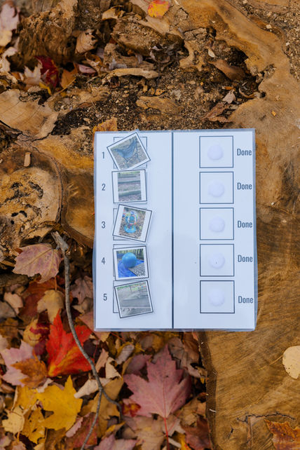 Picture of scavenger hunt game to build language, attention, and cognitive skills.