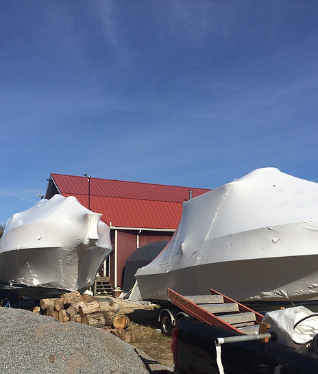 Two Large Boats Shrink Wrapped shrink wrapping long island shrink wrap long island shrink wrapping