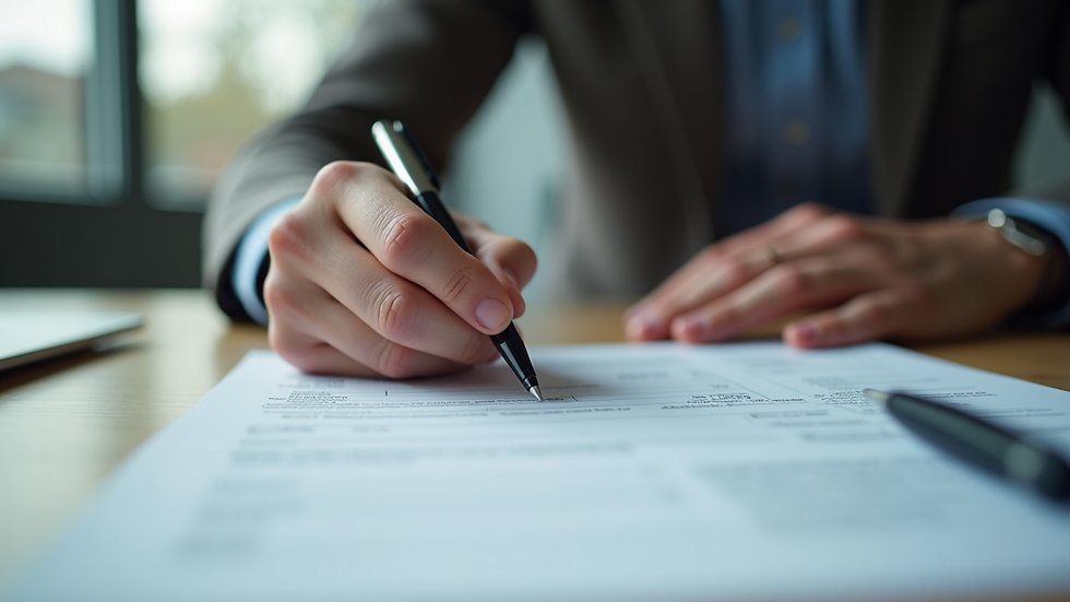 Eye-level view of a person filling out unemployment claim forms